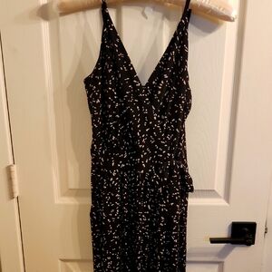 Kaileigh Black and Tan Tie Waist Jumpsuit.